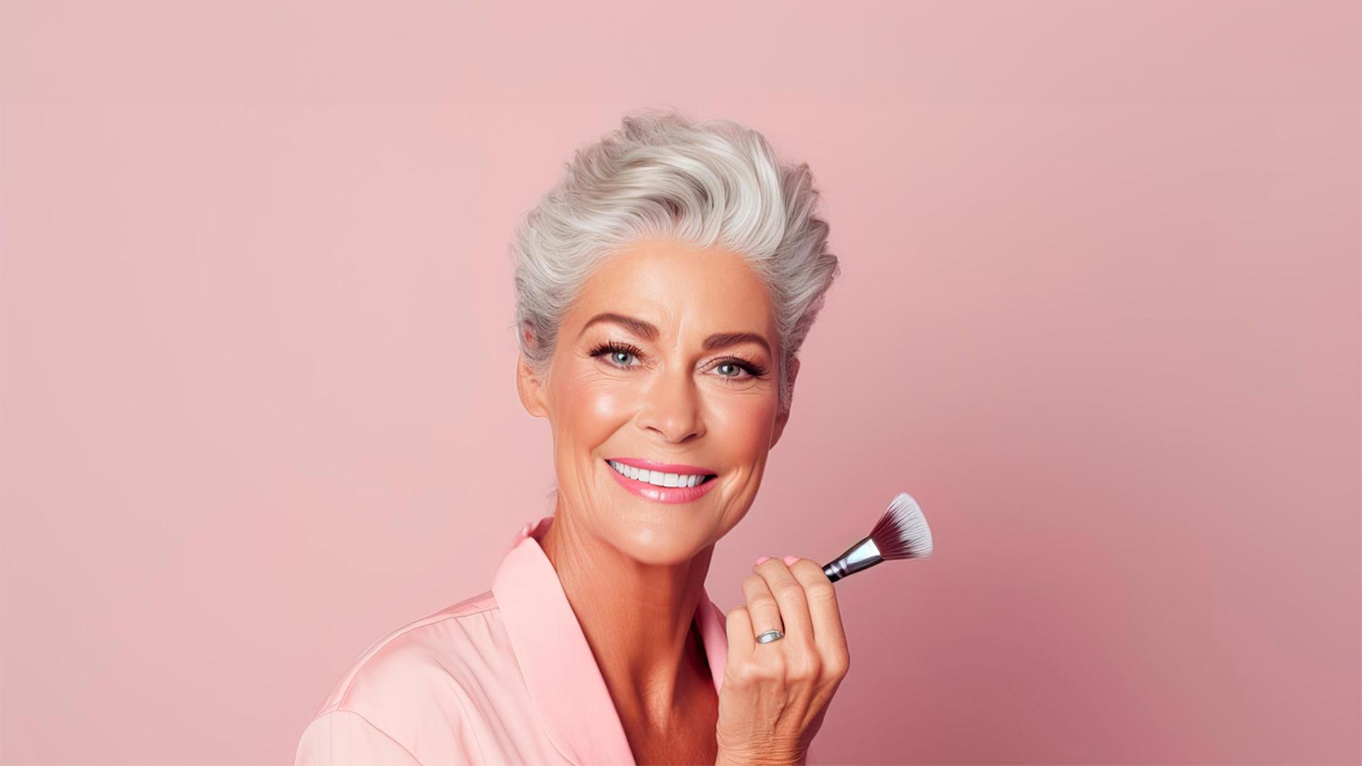 Mature Woman Smiling Wearing Makeup